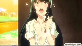 Shemale hentai self masturbating in the outdoor