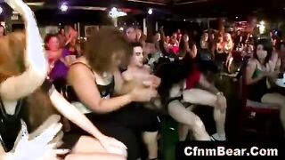 Amateur party girl babes suck CFNM stripper cock