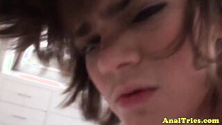 Anal loving girlfriend in lingerie pov cock ride