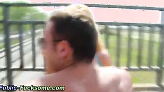 Blonde euro hoe fucks outdoors