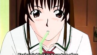 Roped anime coed with a muzzle gets vibrator in her wetpussy