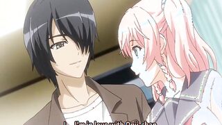 Busty hentai gets two vibrators in her pussy and assfucked