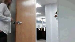 Hot Office Babe Strips and Teases at Work