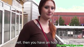 Pulled amateur babe takes cash so show body
