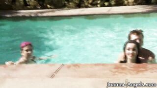 Goth slut fucked in pool