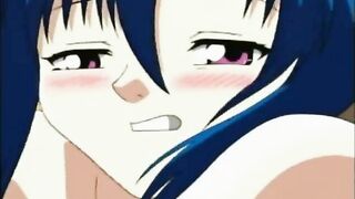 Chained hentai with blindfold sucking bigcock