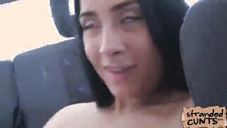 Stranded Anna Rose's teen pussy got pounded at the backseat of the car