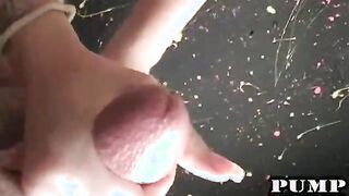 Teen blonde tries a handjob