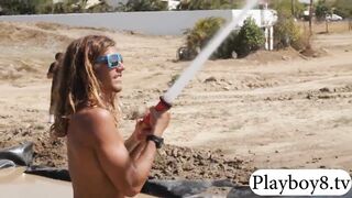 Sexy badass girls enjoyed kiteboarding and quad races naked