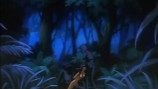 Tied hentai brutally fucked by bandits in the forest