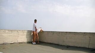 Fucking wife at the top of a skyscraper