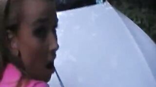 Blonde Sucks and Gets Fucked Outside