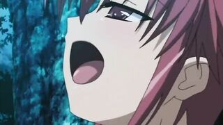 Busty anime cutie caught and licked her pussy