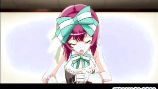 Maid hentai boy gets anal sex on the table by his master