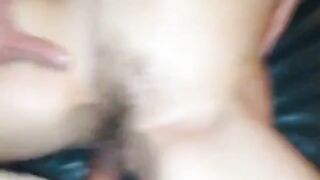 Penetrating her hairy MILF pussy