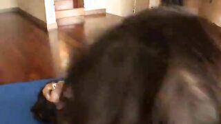 Petite lesbians wrestle