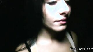 Chech babe fucking outdoor at night