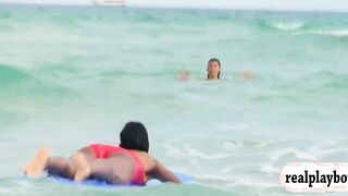 Two playmates licking each others twats the others in surfing