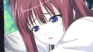 Coed anime gets squeezed her big tits and wet pussy fucked in the forest