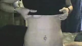 Brunette bitch shows her titties