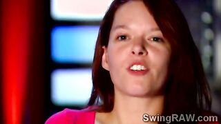 Horny hotties get surrounded by each others mens hard cocks