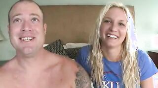 Blonde Girl Gets Cumshot While Wearing Goggles and in Chains