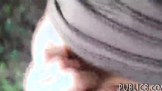 Real amateur Eurobabe screwed in the woods for money