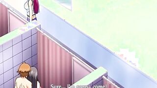 Swimsuit anime bigboobs poking from behind