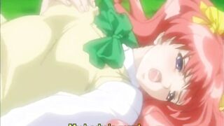 Bigboobs anime coed poking from behind in the toilet