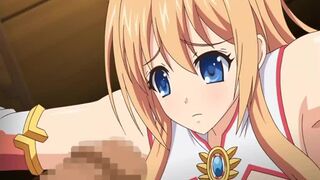 Roped busty anime coed sucking bigcock