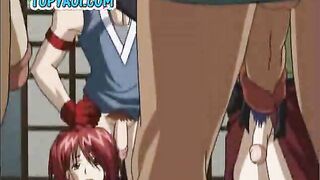 A group of hot gay anime studs in gangbang action