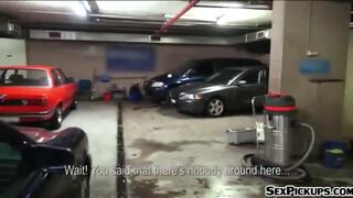 Pretty amateur blonde Czech girl Ellen fucked in the carpark