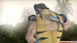 Wolverine 3D animation fucked from behind in the outdoor