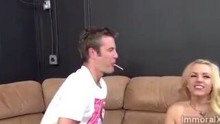 Huge meatbone for pleasing this innocent blonde teen