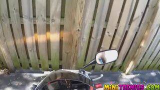Adrians fat teen pussy got fucked over a bike