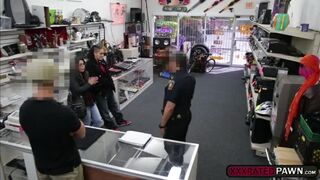 Brunnete babe pays a fuck to get out of trouble after stealing