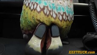 Hot amateur redhead offered blowjob to horny man in her car