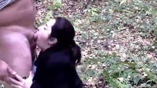 Oral and doggy sex in the woods