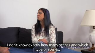 Spanish brunette babe banged in casting