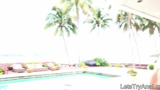 Big tits amateur blonde GF anal try out in the veranda