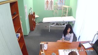 Dark haired patient banged by doctor in fake hospital