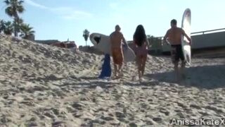 2 hunky surfers team up to smash a slutty summer hottie