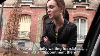 French redhead teen banged in public