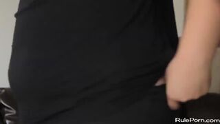 Chubby white brunette has doggy fuck with a black dude 