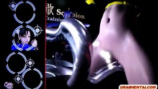 Gagging 3D animation assfucked by bald