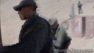 Beautiful slim teen fucks hung officer to cross the border