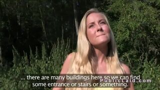 Tight cunt blonde banged in public