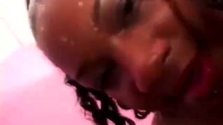 Pregnant sista opens her mouth wide to give a tender blowjob