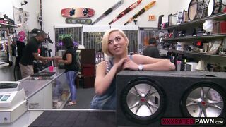 A sexy cute blonde goes wild and gets fucked for cash