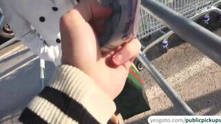 Petite brunette babe gets picked up and fucked in the public